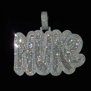 <b>Custom</b> Script <b>Name</b> Pendant With Moissanite Diamond 925 Sterling Silver Iced Out Hip Hop <b>Necklace</b> Gold Plated Personalized Luxury - Product Image 1