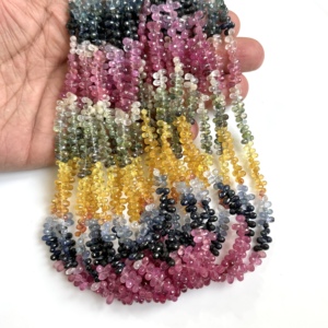 Natural Multi Sapphire Faceted Drop <b>Beads</b> 3x5mm Premium Sapphire Teardrop Gemstone Strand 16 Inch Loose Multi Sapphire <b>Beads</b> - Product Image 5
