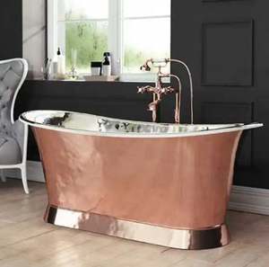 Bañera individual de cobre puro hecha a mano, a precio económico y de mayoreo para villas de lujo. - Product Image 5