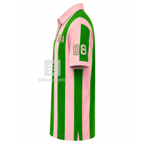 เสื้อโปโลลายทาง Alpha Kapa Alpha Sorority แบบสั่งทำพิเศษ พร้อมโลโก้ปักด้านหน้า สีเขียวชมพู แขนสั้นลำลองสำหรับผู้หญิง - Product Image 4