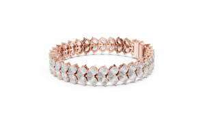 Pulsera de tenis de oro rosa con diamantes marquesa, pulsera de lujo para mujer con diseño de hoja, elegante regalo de joyería para aniversario de bodas - Product Image 3