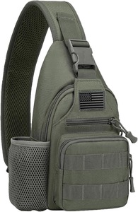 กระเป๋าคาดลำตัวแบบยุทธวิธีสำหรับผู้ชาย พร้อมช่องใส่ขวดน้ำ, กระเป๋าคาดอกแบบสะพายไหล่ MOLLE EDC พร้อมพอร์ตชาร์จ USB สำหรับการเดินทาง - Product Image 2