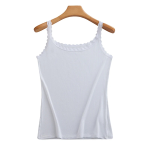 Custom Logo Men Tank <b>Tops</b> Solid Ribbed <b>Vest</b> <b>Top</b> Breathable Casual <b>Lace</b> <b>Trim</b> Camisole 100% Cotton O-Neck - Product Image 2