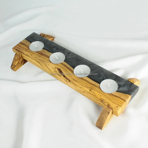 Portavelas de Madera para Velas de Té, Centros de Mesa para Mesas, Madera de Burl y Resina Epoxi, Portavelas de Madera para Velas de Té de FWE - Product Image 5