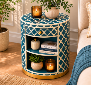 2026 New Arrival Resin Bone Inlay Nightstand With Drawer Shelf Luxury Cabinet <b>Bedside</b> End <b>Table</b> For Bedroom Hotel Home Interior - Product Image 5