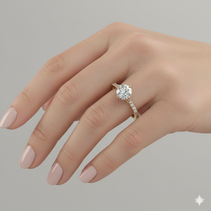 Anillo de Compromiso con Diamante Cultivado en Laboratorio, Oro de 14K, Corte Redondo, Engaste de Garras, Estilo Vintage, para Fabricante de Joyería Personalizada Certificada, OEM, ODM - Product Image 6