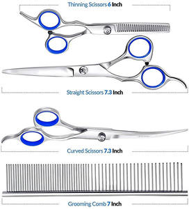 Ensemble de ciseaux professionnels pour toilettage de chiens en acier inoxydable avec pointe arrondie, ciseaux de coiffure pour droitiers - Product Image 3