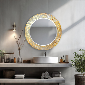 Miroir mural en mosaïque de la marque Alam, finition dorée, forme personnalisée, taille sur mesure, design moderne et écologique, pour la maison, la chambre à coucher, le salon - Product Image 5