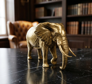 Jaipur Metals Pure Brass Plated Wild <b>Elephant</b> Idol | 100% Brass | 10 x 5 x 6.5 cm | 120 g | Home Décor & <b>Gift</b> - Product Image 1