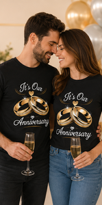 Just Married Couple T-Shirt Black Cotton Crew Neck Short Sleeve Printed Wedding Tee Unisex Regular Fit Casual Jersey Fabric - Product Image 3