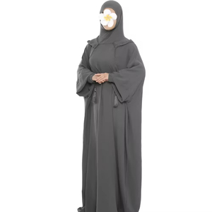 Custom Islamic Clothing Abaya Women Muslim Dress Abaya Women Casual Solid Color Robe Two-Piece Suit Hoodie Abaya Muslim Dress - Product Image 3