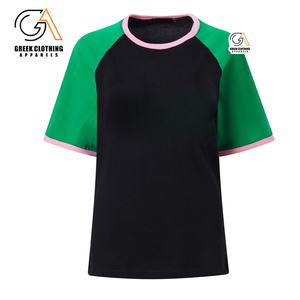 Camiseta de Algodón Suave con Ribete a Rayas Alpha Kappa, Ropa de Sororidad, Logotipo Bordado, Ajuste Cómodo, Talla Real - Product Image 6