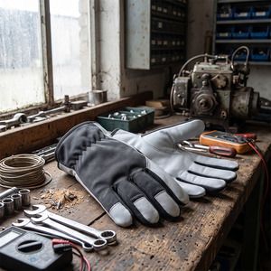 JNM SAFETY ถุงมือนิรภัยสำหรับงานหนัก ถุงมือยางลาเท็กซ์ ได้รับการรับรองมาตรฐาน CE ป้องกันไฟฟ้าสถิต ป้องกันความร้อน 11 ออนซ์ กันลื่น กันกระแทก ปราศจากแป้ง - Product Image 6