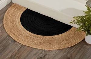 พรมและพรมปูพื้นทรงครึ่งวงกลม ดีไซน์ทันสมัย ผลิตด้วยเครื่องจักร เป็นมิตรกับสิ่งแวดล้อม ทำจากปอกระเจาและผ้าฝ้าย ใช้ตกแต่งได้ กลับด้านได้ ไม่ลื่น - Product Image 2