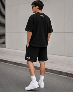 Conjunto de Camiseta y Pantalones Cortos de Algodón Negro para Hombre RITS, Cuello Redondo, Ropa Casual de Verano, Tejido de Punto Transpirable, Sin Costuras, 200g 2026 - Product Image 2