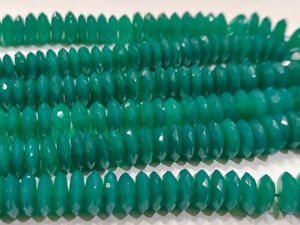 Ónix verde natural, corte alemán, facetado en forma de rondel, cuentas de 7 a 12 mm, se venden por hebra de 8 pulgadas. - Product Image 4