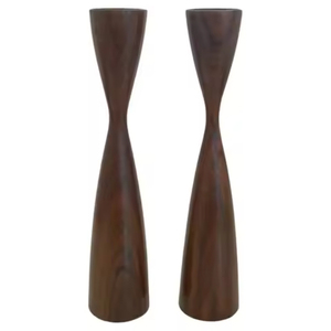 Ensemble de porte-bougies en bois, forme ronde, décoration d'intérieur, vases faits à la main de couleur naturelle pour centre de table - Product Image 3