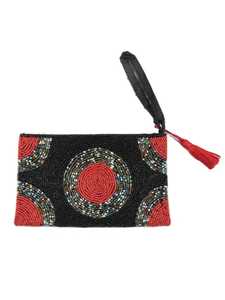 Low Price Black Cotton Canvas Embroidered Floral Zipper Pouch Tassel Cosmetic Bag Yellow Flower <b>Wallet</b> Coin Purse Travel Storage - Product Image 4