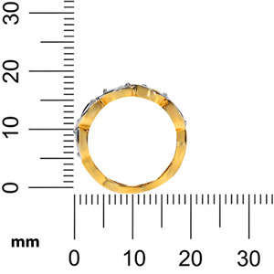 Bague Exquise en Or Jaune et Blanc Massif 14K Bicolore, Ornée d'un Pavé Continu de Diamants Taille Marquise en Forme d'Infini - Product Image 4