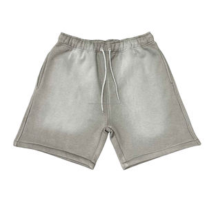 100% algodón verano sol desteñido 3D Puff impresión Logo corte borde gimnasio pantalones cortos desgastados deporte hombres lavado ácido moda Pantalones cortos para hombres - Product Image 3