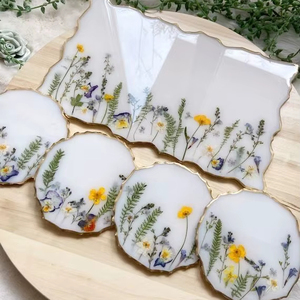 Resin <b>Coaster</b> Set For Everyday Use <b>Heat</b> Resistant Durable Drink Protection With Elegant Decorative Design - Product Image 1