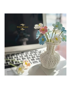Vase à fleurs en coton fait main au crochet, style nordique, décoration printanière VietChoice - Product Image 4