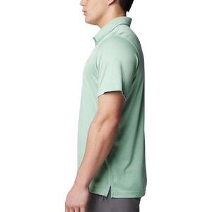 Men's Solid Light Green Short Sleeve Polo <b>Shirt</b> Quick Dry Knitted <b>Polyester</b> Casual Wear - Product Image 5