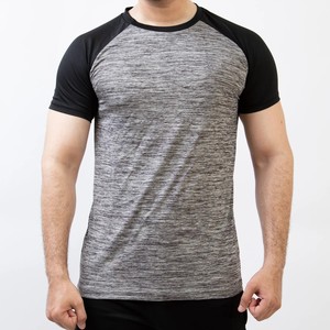 T-shirt décontracté pour homme, gris et noir, col rond, coupe classique, manches courtes, 100% coton, séchage rapide, respirant, logo tricoté sur le devant - Product Image 5