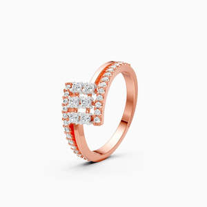 Bague tendance en diamant cultivé en laboratoire de 0,37 ct, bande linéaire de diamants étincelants pour tous les jours, en or jaune, blanc et rose 9 carats - Product Image 1