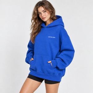 Sweat à capuche ample en molleton brossé pour femme, coupe décontractée, idéal pour le week-end – Fabrication OEM - Product Image 2