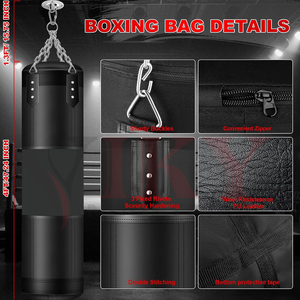 Sac de frappe absorbant les chocs pour l'entraînement de force et de vitesse, sac de frappe en cuir et sacs de sable, nouveau sac de boxe tendance 2026 - Product Image 6