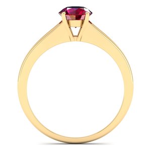 Anillo de Compromiso REYES de Alta Calidad en Oro Amarillo Sólido de 14K con Diamantes para Mujer, Corte Redondo, Gema de Rubí de 0.84Ct, Joyería Fina - Product Image 4