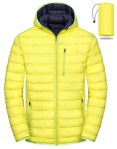 Customized High Quality Men's Coated Stand Canvas Puffer <b>Jacket</b> Winter <b>Waterproof</b> Windproof Hooded Front Bubble <b>Padded</b> Nylon - Product Image 1