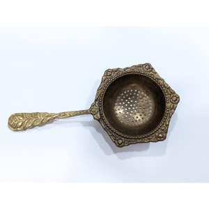 Golden Brass Made Durable <b>Tea</b> Strainer with Long Handle Fine Hole <b>Infuser</b> for Herbal <b>Tea</b> and Spices Vintage Stylish Strainer - Product Image 4