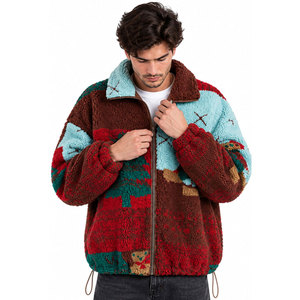 <b>Fleece</b> Jacket Winter Patchwork Christmas Tree Snowman Zipper Stand Collar Unisex Casual Thick Warm <b>Sherpa</b> <b>Fleece</b> Jacket - Product Image 4