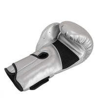 Gants de boxe en PU argentés, lacés, respirants, taille adulte, pour entraînement de boxe, gants de boxe en cuir, MMA respirants