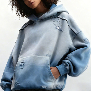 Sweat à capuche en molleton de coton pour femme OEM, sweat à capuche à épaules tombantes pour femme, sweat à capuche en molleton en gros pour les marques de vêtements américaines - Product Image 3