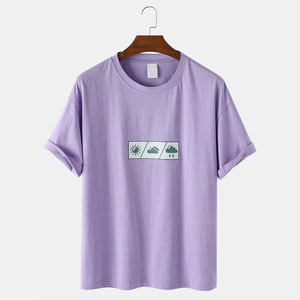 Camisetas de Manga Corta al por Mayor para Niños, Color Morado Sólido, Camisetas Deportivas para Hombre, Camisetas con Logotipo Personalizado Estampado - Product Image 1