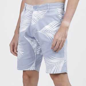Shorts de Playa para Hombre, Color Azul Claro, Estampado de Hojas de Palma, Cintura Media, Cierre de Botones, Casuales, 100% Transpirables - Product Image 4