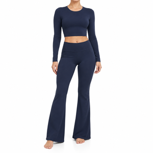 Conjunto Deportivo de Sujetador y Pantalones Cortos para Mujer, Ropa Deportiva Elástica de Dos Piezas, para Gimnasio, Entrenamiento, Pilates, Proveedor Mayorista de Ropa Deportiva de Verano - Product Image 1