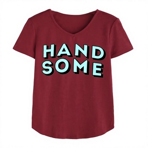 Wholesale Unisex Cotton V-Neck T-<b>Shirt</b> Custom Printing Logo Short Sleeves Multicolor Plus Size Options Embroidery Feathers - Product Image 1