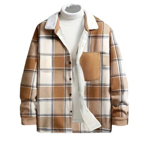 Nouvelle veste bomber décontractée pour homme à manches longues, à bouton unique, avec logo frontal, écologique, à carreaux, style européen et américain, pour l'hiver - Product Image 2