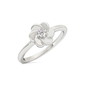 Flower Diamond <b>Ring</b> in <b>925</b> Sterling <b>Silver</b> Women's Engagement Band Romantic Style Prong Setting Round Brilliant Cut - Product Image 1