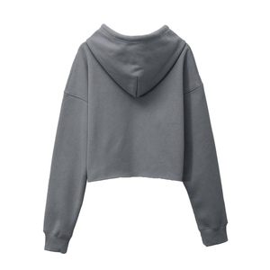 เสื้อฮู้ดครอปผู้หญิงแบบซิป ผ้าฟลีซ แขนยาว สไตล์ลำลอง แฟชั่นสตรีทแวร์ ออกกำลังกาย รับผลิตแบบ OEM ODM แบรนด์ส่วนตัว ขายส่ง - Product Image 2