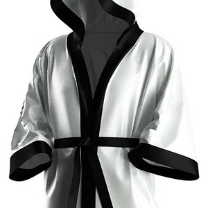 Bata de Boxeo Profesional Negra para Hombre, Ligera y Suave de Satén, para Entrada en Combate de Kickboxing, Diseño Personalizado - Product Image 6