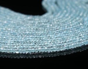 Cuentas facetadas de aguamarina AAA+ en forma de rondel de 3.5-4mm, hilo de piedras preciosas naturales, venta al por mayor a granel - Product Image 4