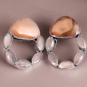 Pendientes de Plata Antigua con Baño de Latón, Diseño Floral Bohemio, con Circonitas y Engaste de Bisel, para Mujer, Joyería de Compromiso - Product Image 6