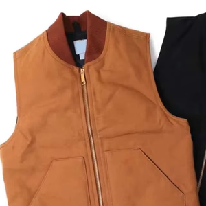 Chaleco de trabajo sin mangas para hombre, transpirable, personalizado, con forro acolchado de invierno, estilo cargo, de lona tejida lavada, para uso urbano - Product Image 3