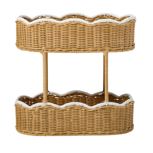 Vietnam Factory Wholesale Rattan <b>Storage</b> <b>Basket</b>, Eco-Friendly Rattan Tiered Diaper Caddy, Tiered Stacked Organizer Scalloped - Product Image 1