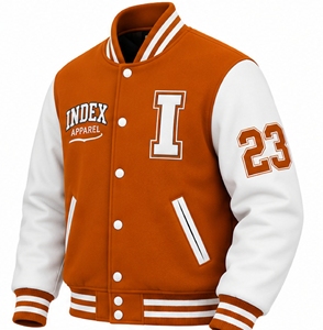 Chaqueta Varsity Color Block para Hombre de Index Apparel, Chaqueta de Béisbol con Letras Aplicadas y Botones a Presión - Product Image 3
